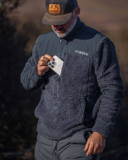 Sherpa Fleece Zip Pullover | Nightfall