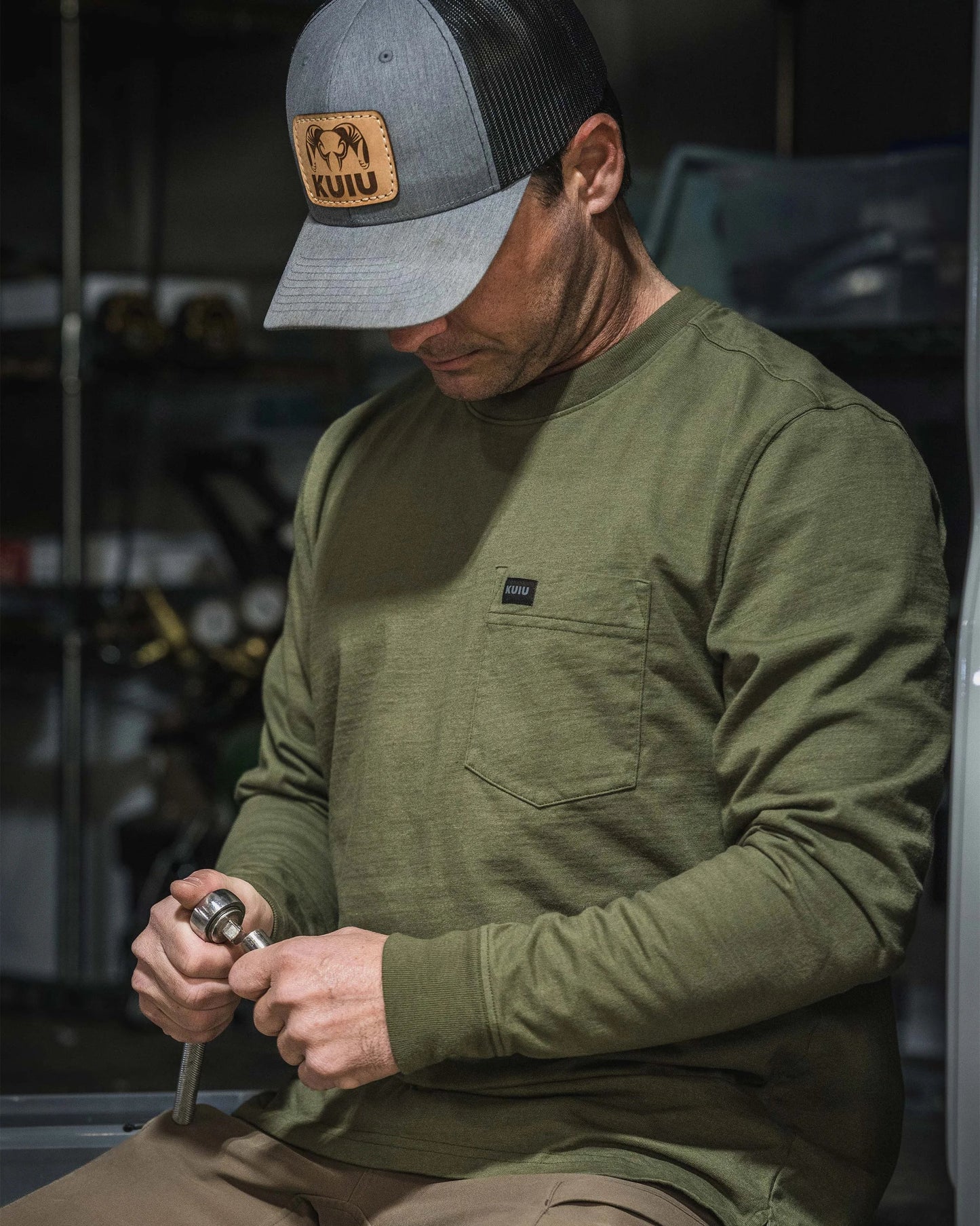Workgrade LS Pocket Crew | Steel Blue