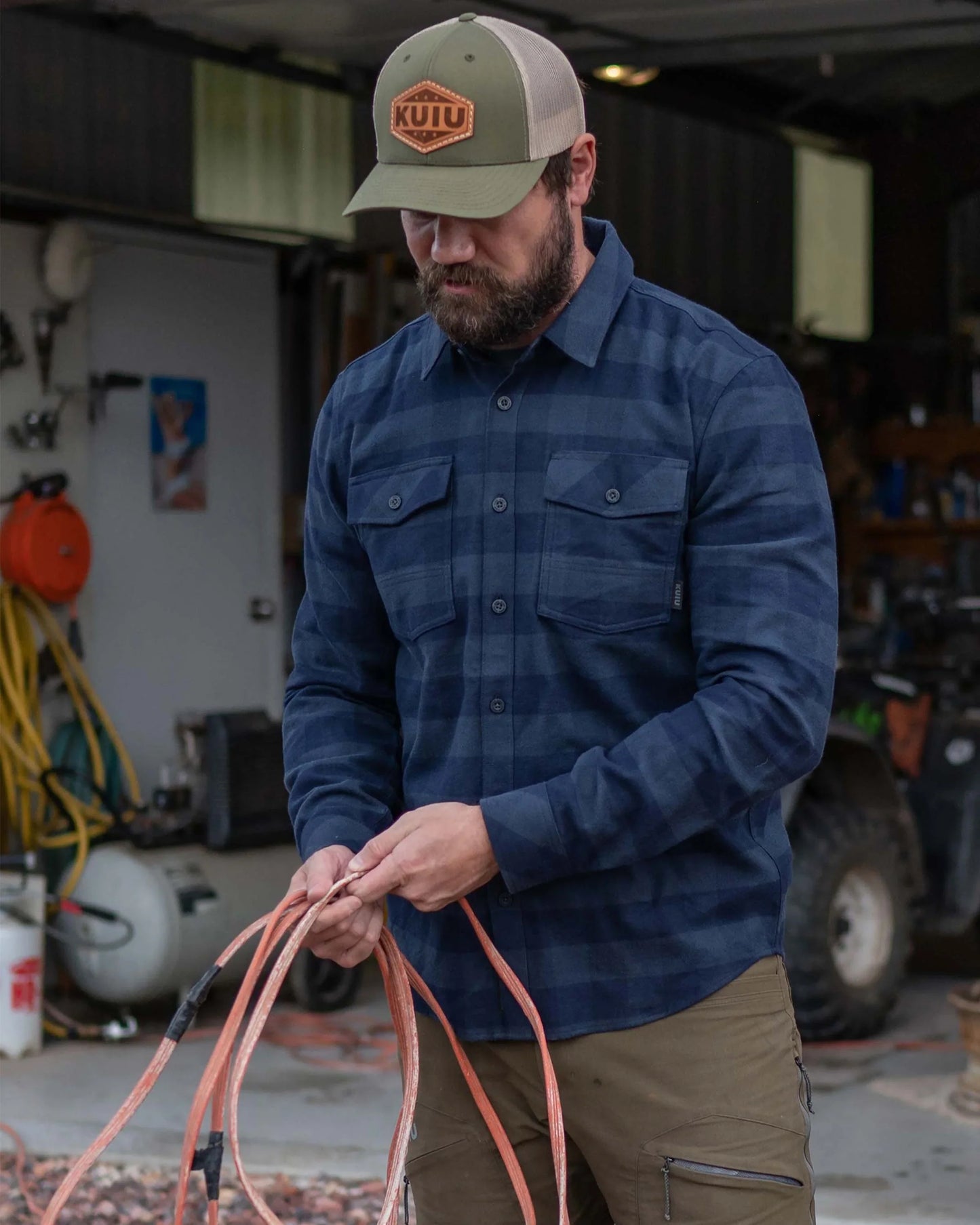 Field Flannel Shirt | Steel Blue Buffalo Check