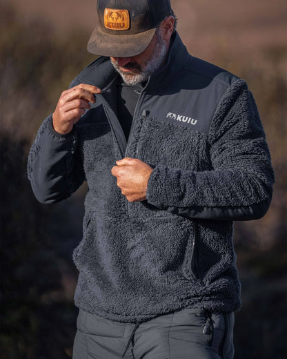 Sherpa Fleece Zip Pullover | Nightfall